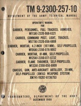 Operators Manual for Carrier, Personnel, Full Tracked, Armored M113A1