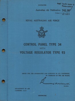 Royal Australian Air Force: Control Panel Type 34 with Voltage Regulator Type 93