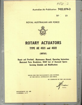 Royal Australian Air Force: Rotary Actuators, Type AE 4521 and 4522 (ROTAX)