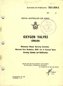 Royal Australian Air Force: Oxygen Valves (English)