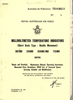 Royal Australian Air Force: Millivoltmeter Temperature Indicators (Short Scale Type - Double Movement)