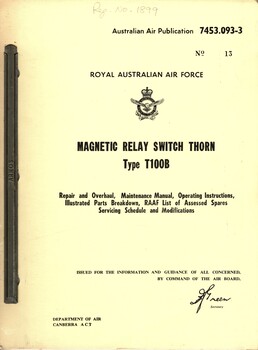 Royal Australian Air Force: Magnetic Relay switch Thorn Type T100B