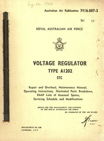 Royal Australian Air Force: Voltage Regulator Type AI202 STC