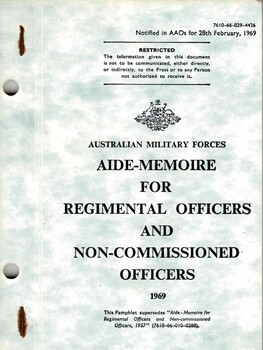 Aide-Memoire for Regimantal Officers and Non-Commisioned Officers