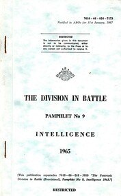 Australian Army: The Division in Battle: Pamphlet No. 9: Intelligence, 1965