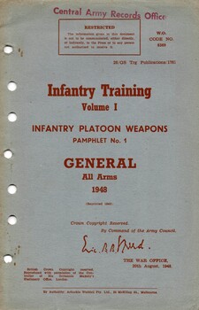 Infantry Training, Volume 1, Infantry Platoon Weapons, Pamphlet No. 1: General All arms, 1948
