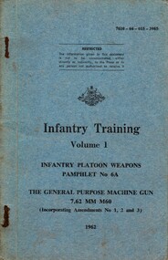 Infantry Training, Volume 1, Infantry Platoon Weapons, Pamphlet No. 6A: The General Purpose Machine Gun, 7.62mm M60,
