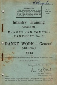 Infantry Training, Volume III Ranges and Courses Pamphlet No. 31: range Work - General