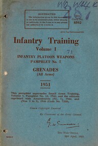 Infantry Training, Volume 1: Infantry Platoon Weapons Pamphlet No.7: Grenades (All Arms), 1951