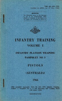 Infantry Training, Volume 1: Infantry Platoon Weapons Pamphlet No. 5, Pistols