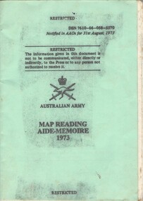 Australian Army: Map Reading Aide-Memoire, 1973