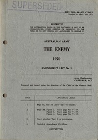 Australian Army: The enemy, 1970: Amendment List No. 1