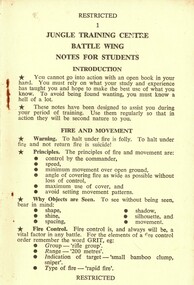 Jungle Training Centre, Battle Wing, Notes For Students