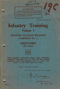 Infantry training, Vol. 1: Infantry Platoon Weapons, Pamphlet No. 7: Grenades (all arms), 1951