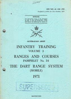 Infantry Training, Volume 3: Ranges and Courses Pamphlet No. 34: The Dart Range System