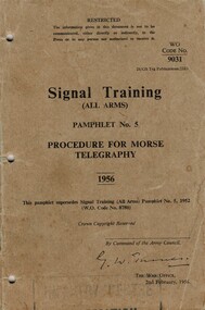 Signal training (All Arms) Pamphlet No. 5: Procedure for Morse Telegraphy, 1956