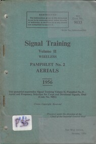 Signal Training, Volume 2, Wireless Pamphlet No. 2, Aerials, 1956