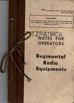Australian Army: Notes for Operators, Regimental Radio Equipments