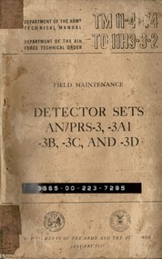 Department of the Army: Field maintenance: Ddetector Sets AN/PRS-3, -3A1, 3B, -3B, -3C, and -3D