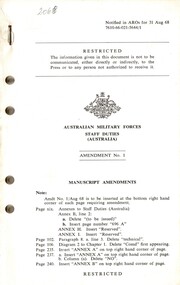  Staff Duties (Australia) Amendment No. 1