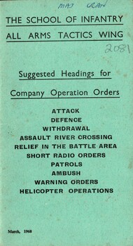 Suggested Headings for Company Operation Orders