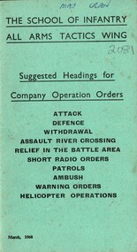 Suggested Headings for Company Operation Orders