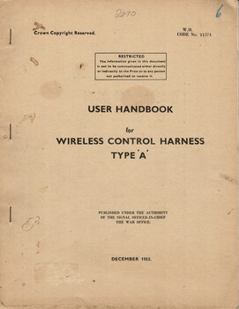 User Handbook for Wireless Control Harness Type 'A'