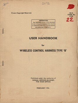 User Handbook for Wireless Control Harness Type 'B'