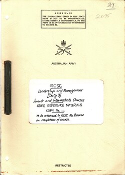 Australian Army: RCSC Leadership and Management (Duty 3), Junior and Intermediate Courses