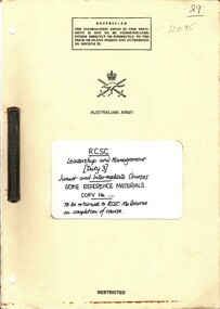 Australian Army: RCSC Leadership and Management (Duty 3), Junior and Intermediate Courses