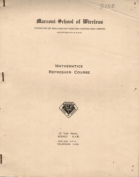 Marconi School of Wireless: Mathematics Refresher Course