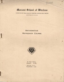 Marconi School of Wireless: Mathematics Refresher Course