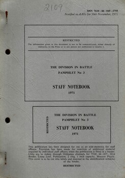 Australian Army: The Division In Battle Pamphlet No. 3, Staff Notebook 1971