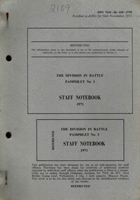 Australian Army: The Division In Battle Pamphlet No. 3, Staff Notebook 1971