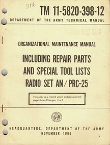 Organizational Maintenance Manual Including Repair Parts And Special Tool Lists Radio Set AN/PRC-25