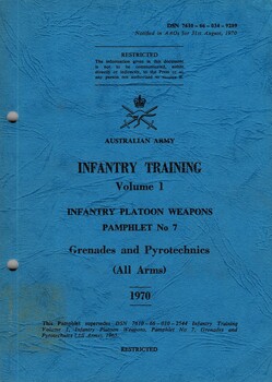Australian Army: Infantry Training Volume 1, Infantry Platoon Weapons, Pamphlet No: 7: Grenades and Pyrotechnics