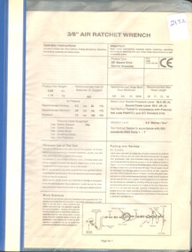 Booklet, Australian Army, 3/8" Air Ratchet Wrench