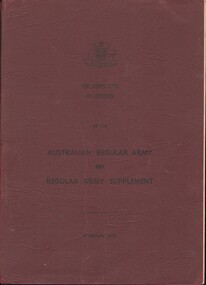 Manual, Australian Army, The Corps Lists Of Officers of the Australian regular Army and Regular Army Supplement - 31 March 1975, 1975