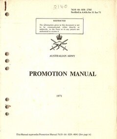 Australian Army: Promotional Manual 1971
