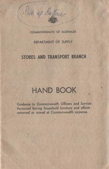Commonwealth of Australia: Department of Supply, Stores and Transport Branch: Hand Book