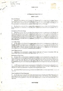 A copy of Australian Army: Australian Force Vietnam, Chronology