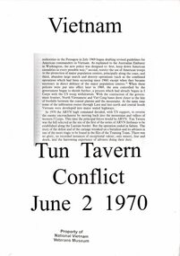 A copy of Vietnam: Tun Tavern conflict, 2 June 1970