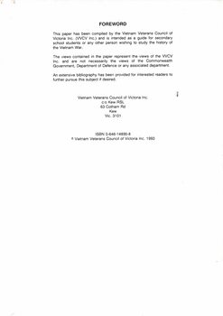 A Copy of Vietnam Veterans Council of Victoria Inc.: A brief history of the Vietnam War