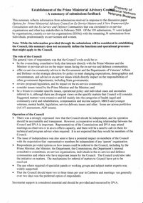 A copy of Establishment of the Prime Ministerial Advisory Council - A summary of submissions feedback