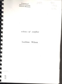 Document, Wilson, Lachlan, Echoes Of Conflict: Manuscript For Orchestra and Tape, 2011