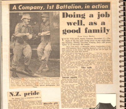 A newspaper article titled A Company, 1st Battalion in action.