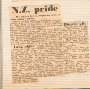 A newspaper article titled N.Z pride.