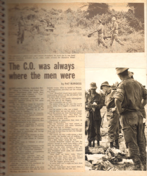 The C.O. was always where the men were with a black and white photograph of several soldiers standing.