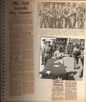 Newspaper articles on Allan Robert Hansen who was killed in action in Vietnam.