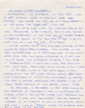 An original letter titled "to Whom It May Concern' written by Robert John Williams